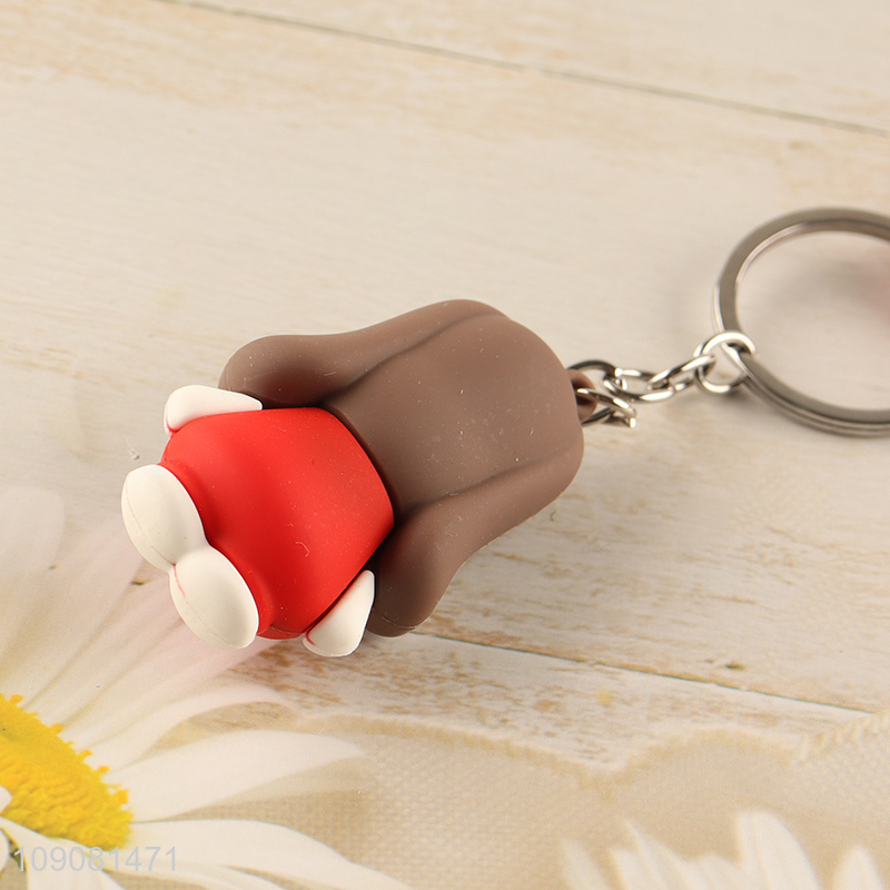 Best sale portable cartoon silicone puppy pendant keychain for gifts