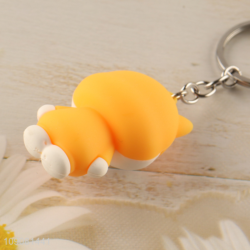 Top quality portable cartoon puppy pendant silicone keychain for sale