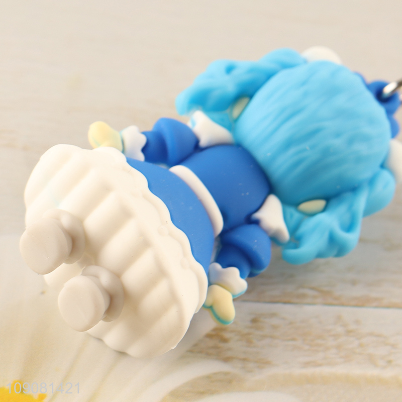 New arrival blue portable princess pendant silicone keychain for gifts