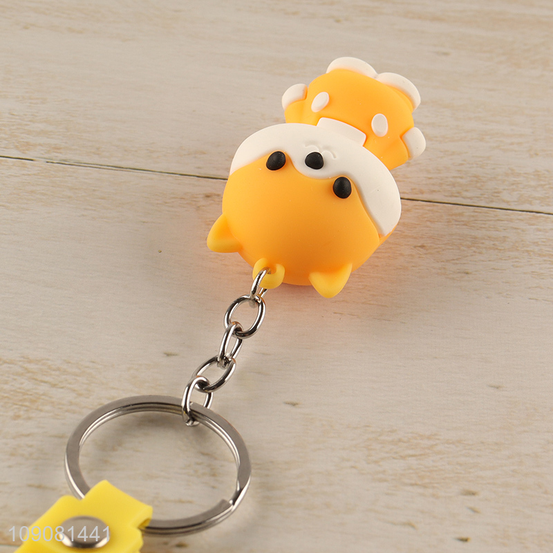 Top quality portable cartoon puppy pendant silicone keychain for sale