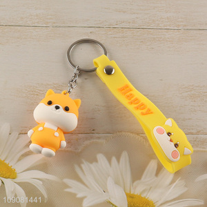 Top quality portable cartoon puppy pendant silicone keychain for sale