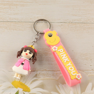 Online wholesale portable silicone pendant cartoon keychain for gifts