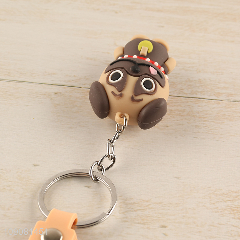 Hot products cartoon dog pendant silicone portable keychain for gifts