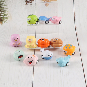 Wholesale 12 Pieces Cute Cartoon Ocean Animal Pull-Back Car Toys for Kids