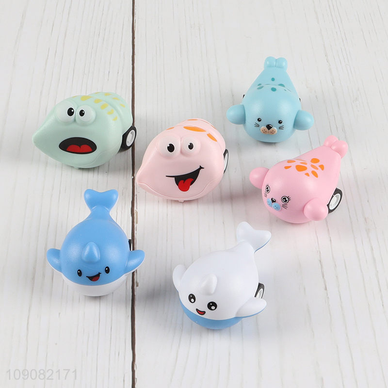 Wholesale 12 Pieces Cute Cartoon Ocean Animal Pull-Back Car Toys for Kids