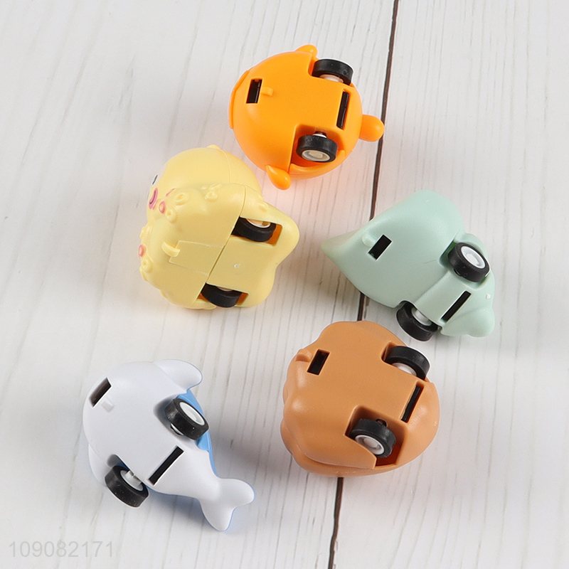 Wholesale 12 Pieces Cute Cartoon Ocean Animal Pull-Back Car Toys for Kids