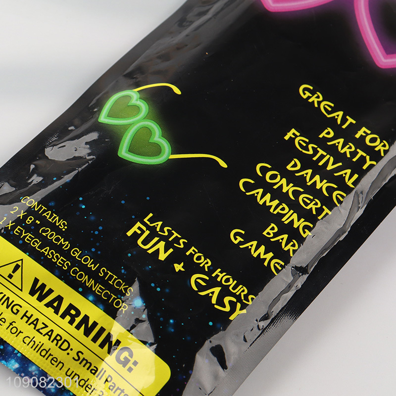 Best sale heart shape fluorescent glasses party glasses wholesale