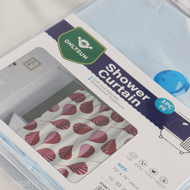 Most popular waterproof home hotel PE shower curtain with hook