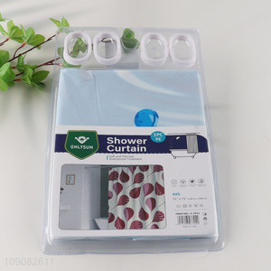 Most popular waterproof home hotel PE shower curtain with hook