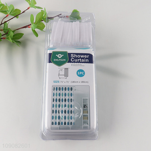 New arrival waterproof PE shower curtain with hook for bathroom accessories