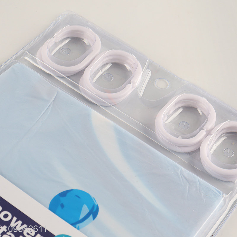 Most popular waterproof home hotel PE shower curtain with hook