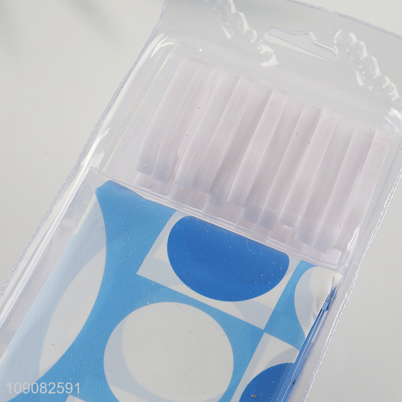 China supplier bathroom accessories PE shower curtain with hook set