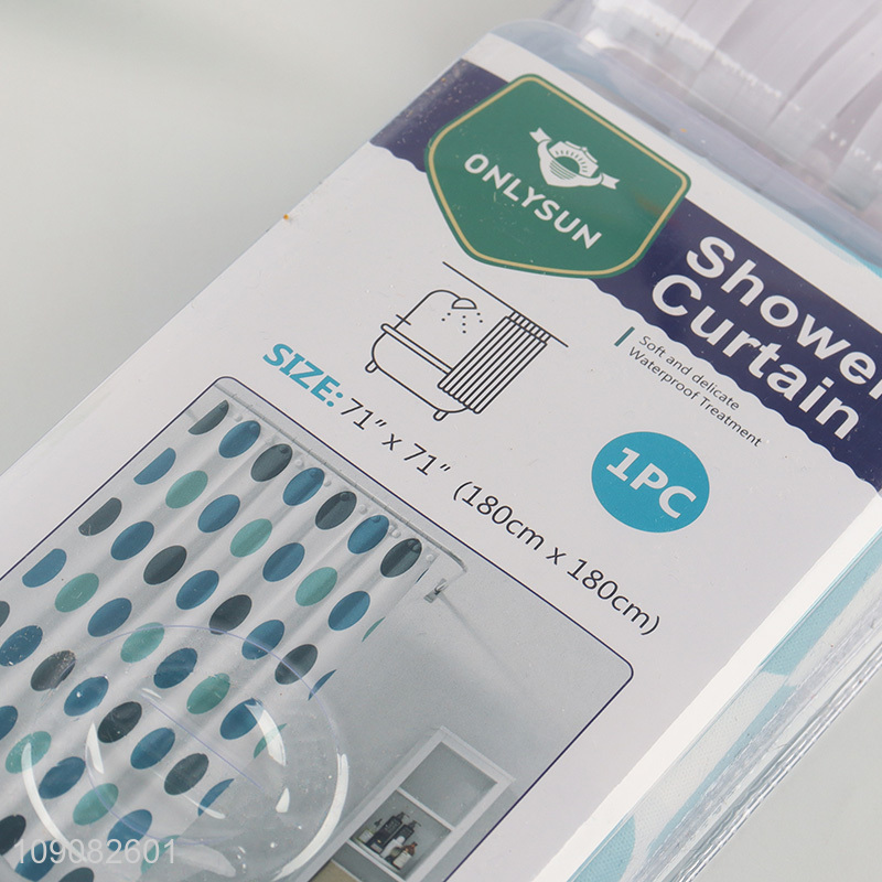 New arrival waterproof PE shower curtain with hook for bathroom accessories