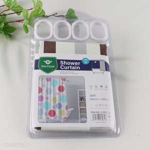 Best selling home hotel waterproof PE shower curtain with hook set