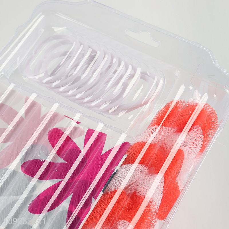 China wholesale waterproof home hotel PE shower curtain with 12hooks