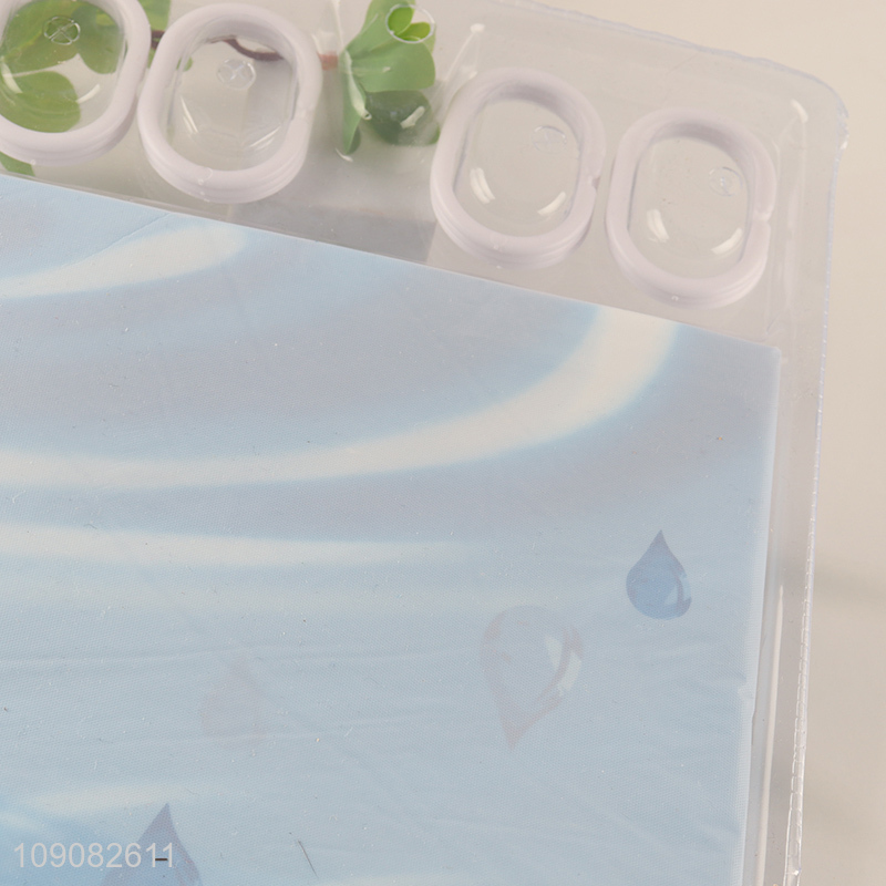 Most popular waterproof home hotel PE shower curtain with hook