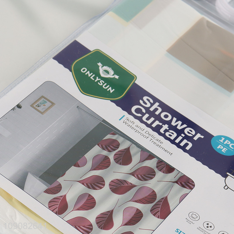 Best quality soft waterproof PE shower curtain with hook set