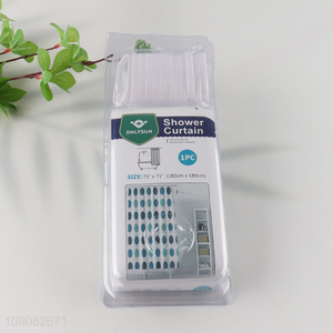 Hot products home hotel waterproof PE shower curtain with hook set