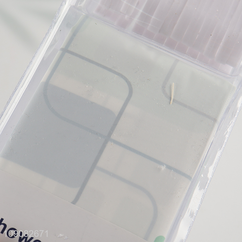 Hot products home hotel waterproof PE shower curtain with hook set