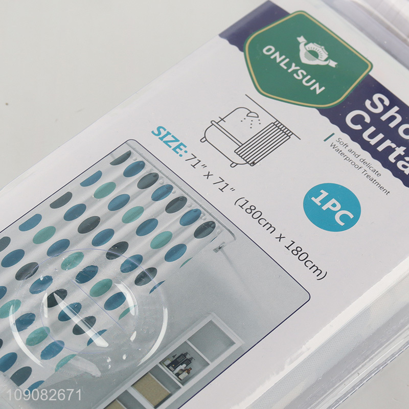 Hot products home hotel waterproof PE shower curtain with hook set