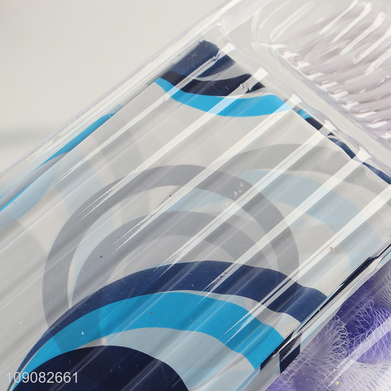 Low price bathroom accessories PE shower curtain with bath scrubber