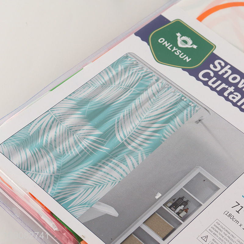 Best sale 2pcs waterproof soft PE shower curtain with hook