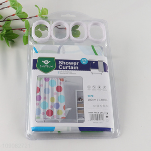 Hot sale home hotel waterproof PE shower curtain with hook set