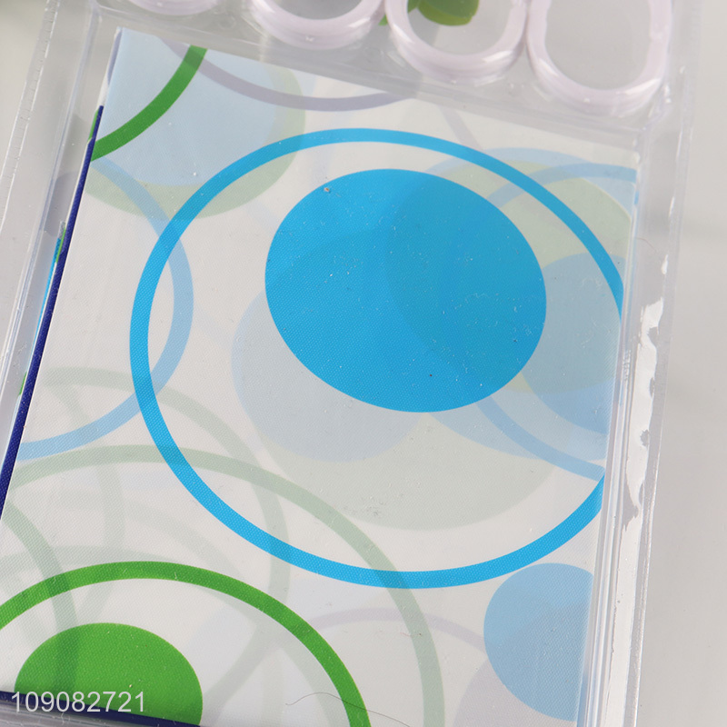 Hot sale home hotel waterproof PE shower curtain with hook set