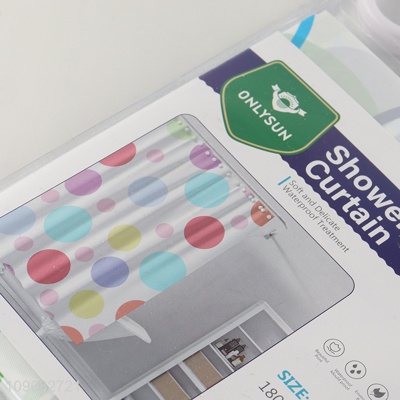 Hot sale home hotel waterproof PE shower curtain with hook set