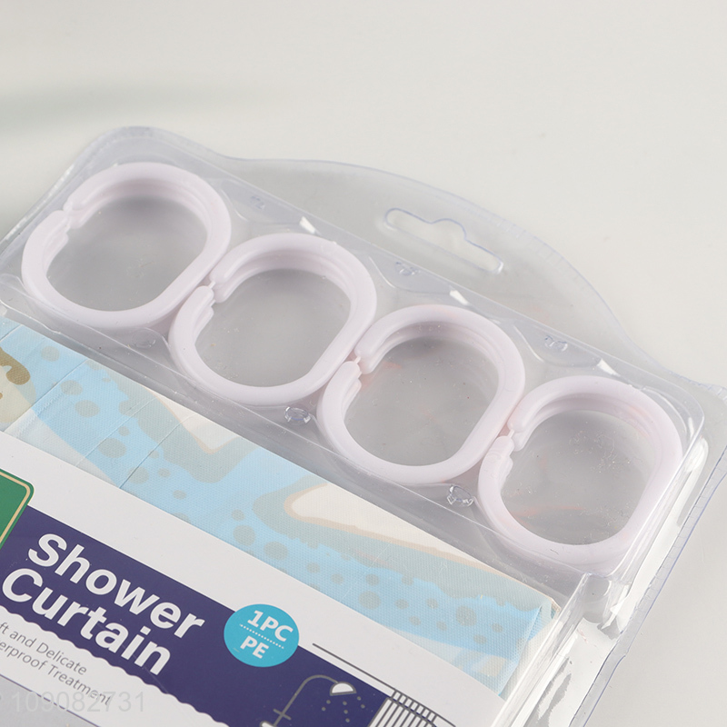 Best quality home hotel bathroom accessories PE shower curtain with hook