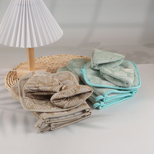 New Product 3Pcs Oven Mitt Pot Holder and Pot Handle Covers Set