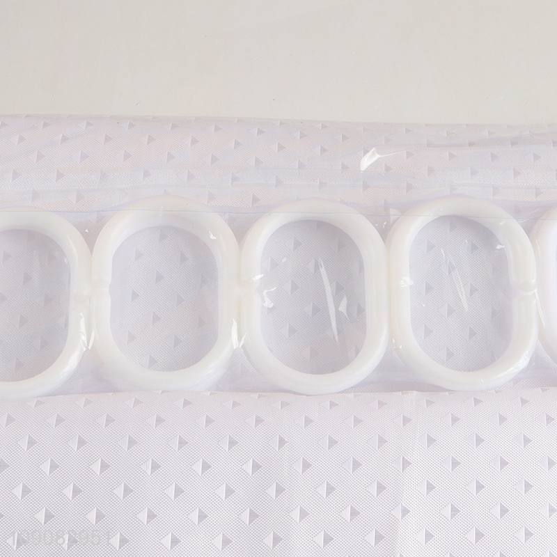 China Imports 180X180cm Waterproof Polyester Shower Curtain with 12 Hooks