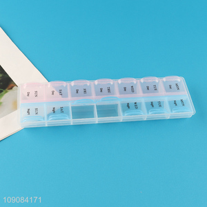 Top selling 14compartment portable travel plastic pill box medicine box