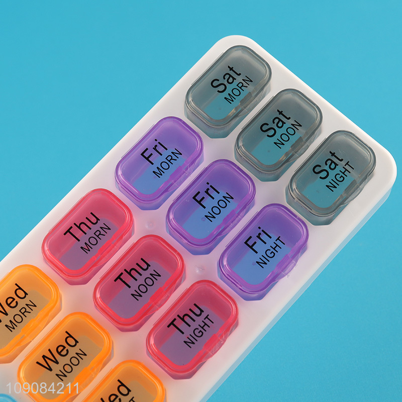 Factory price 21days weekly portable travel pill box medicine box