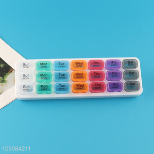 Factory price 21days weekly portable travel pill box medicine box