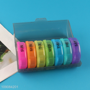 China supplier round 7days portable travel pill box medicine box