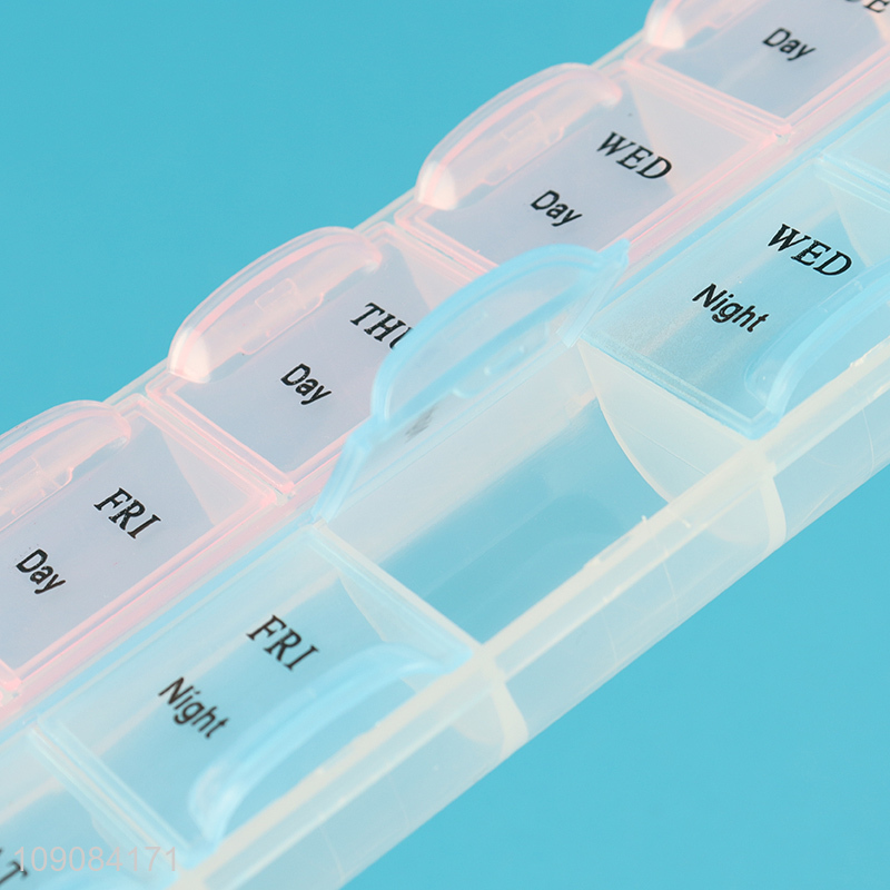 Top selling 14compartment portable travel plastic pill box medicine box