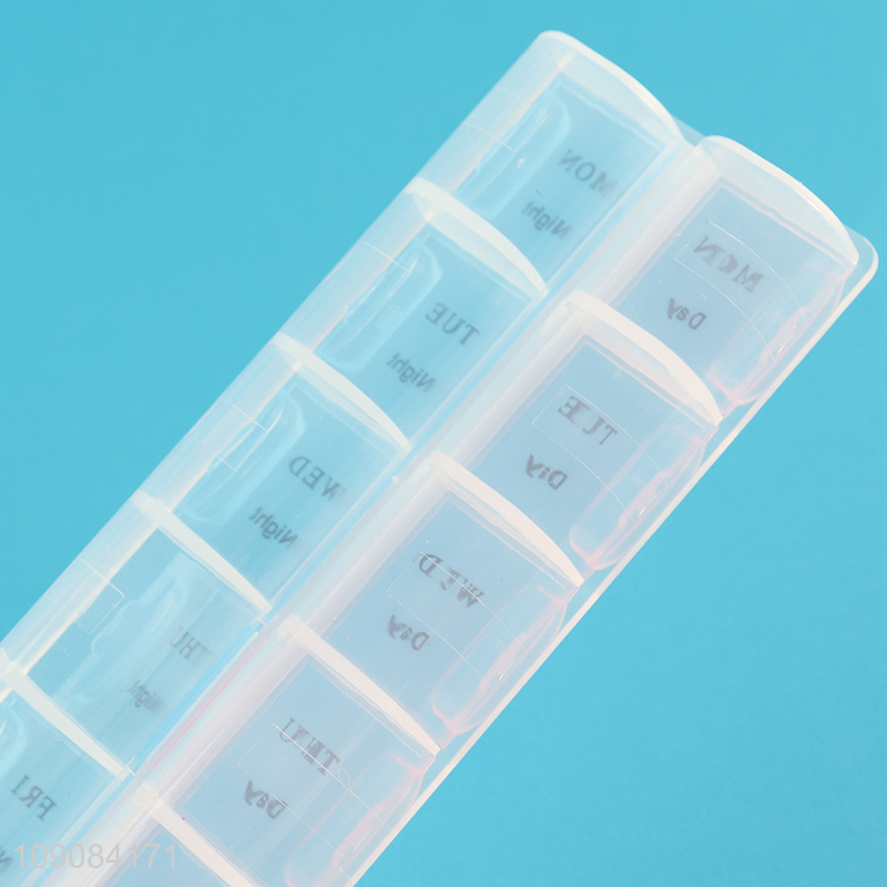 Top selling 14compartment portable travel plastic pill box medicine box