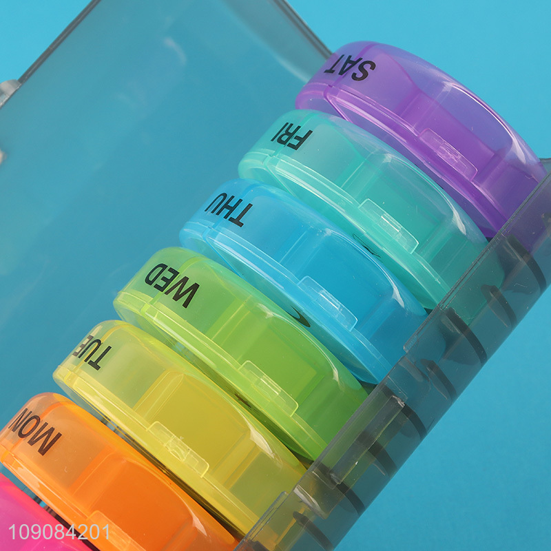 China supplier round 7days portable travel pill box medicine box