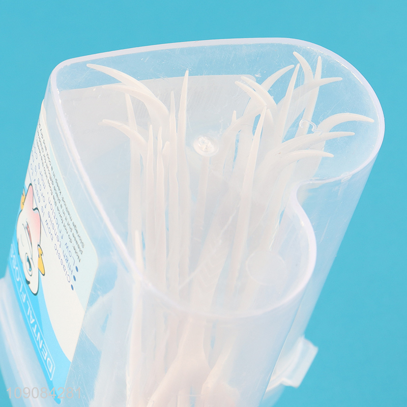 Low price heart shape plastic box dental flosser for teeth cleaning