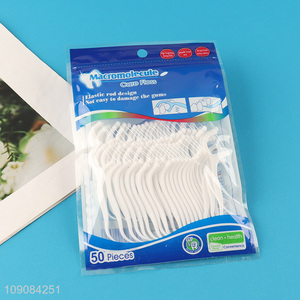 Yiwu market 50pcs elastic rod design teeth cleaning dental flosser