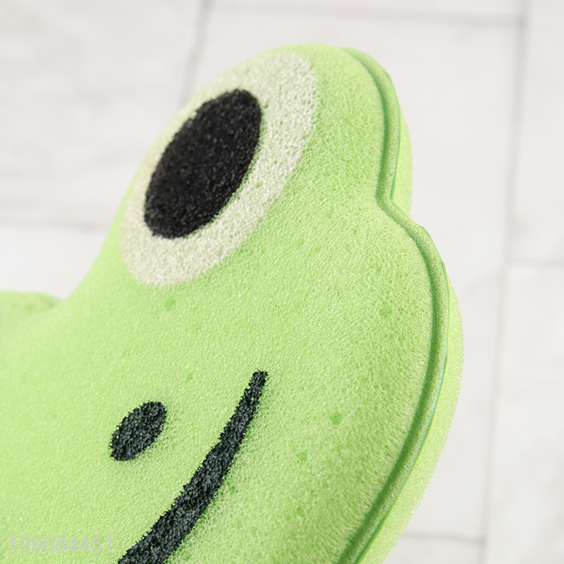Factory price cartoon frog shape soft bath sponge for body cleaning