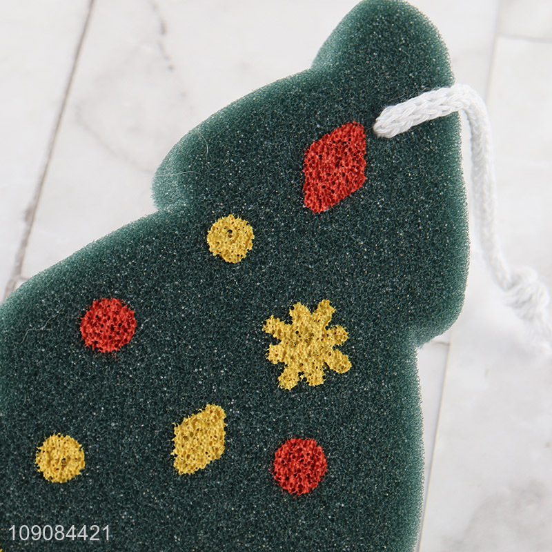 Good selling xmas tree shape soft bath sponge wholesale