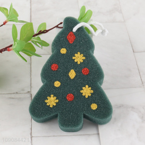 Good selling xmas tree shape soft bath sponge wholesale