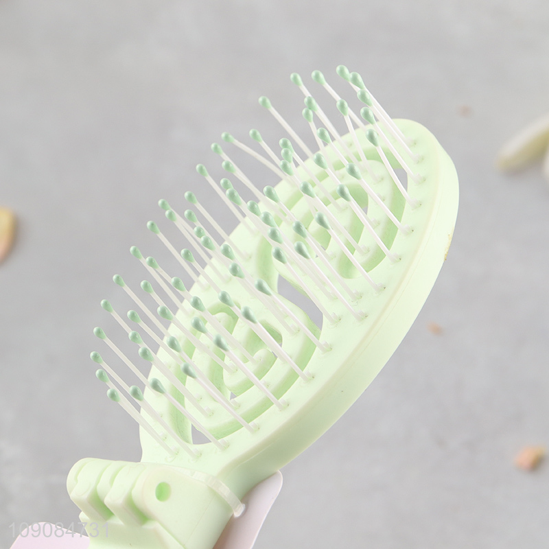 New arrival portable wide teeth hair comb hair brush with makeup mirror