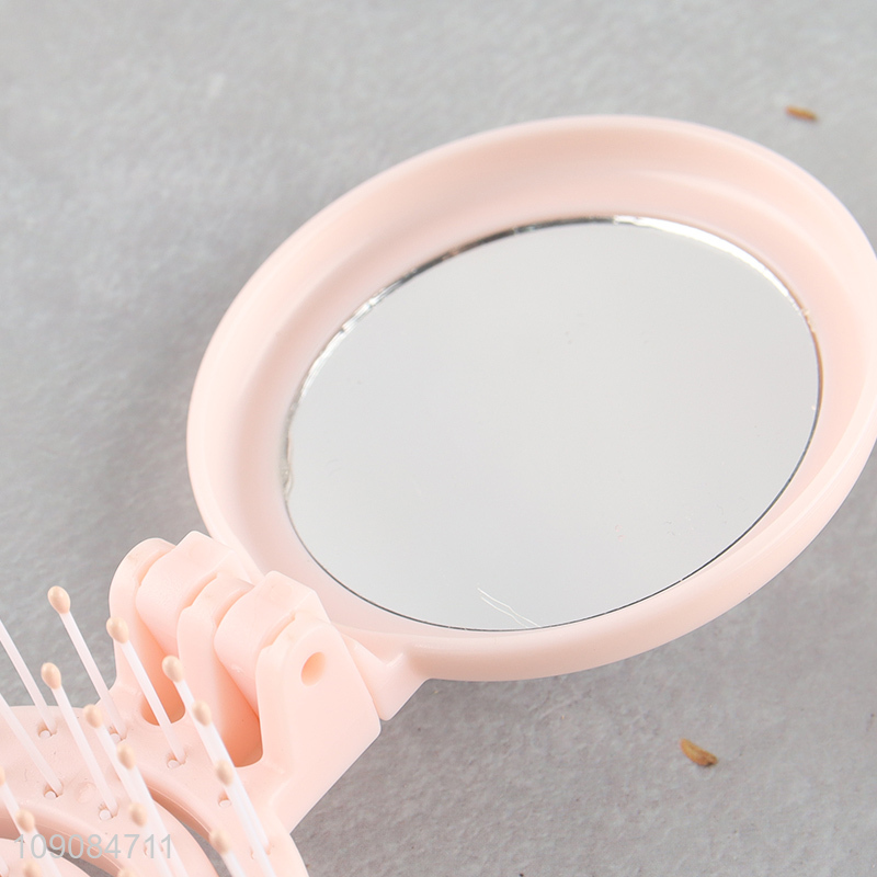 Popular products wide teeth hollow hair comb hair brush with mirror