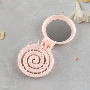 Popular products wide teeth hollow hair comb hair brush with mirror