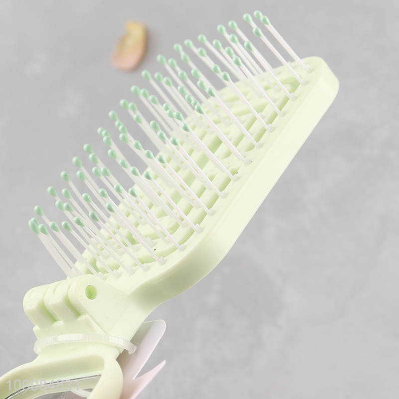 Online wholesale folding portable hair comb hair brush with makeup mirror