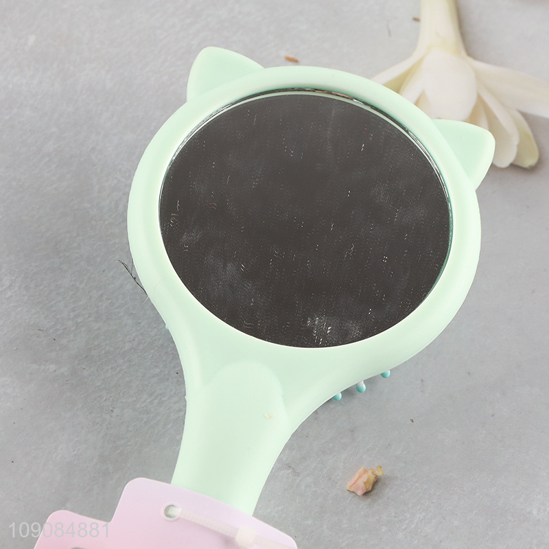 Yiwu market portable 2in1 hair comb hair brush with makeup mirror