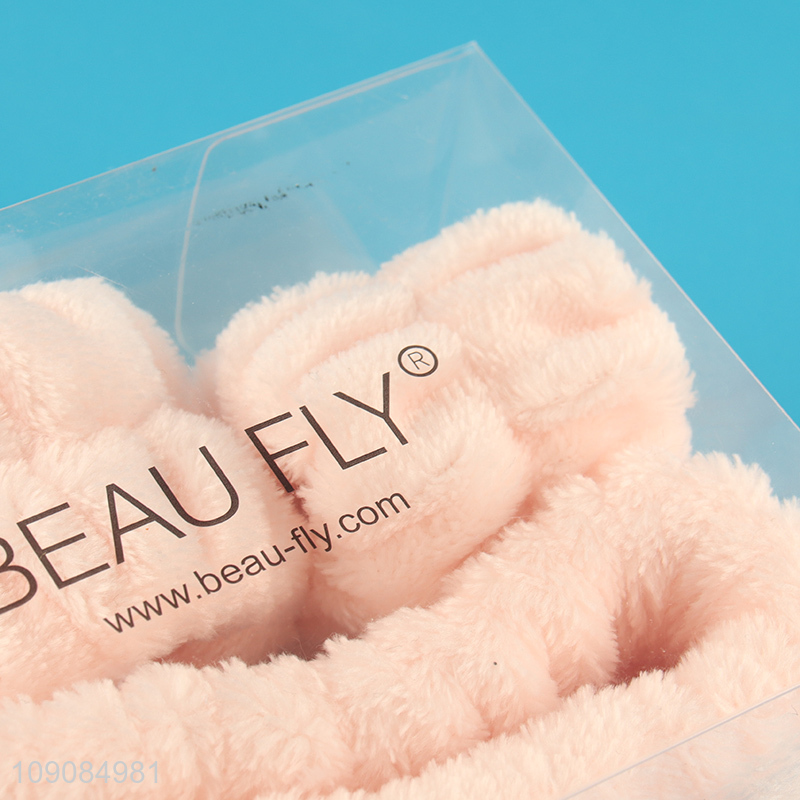 Factory price plush face washing headband wristband set